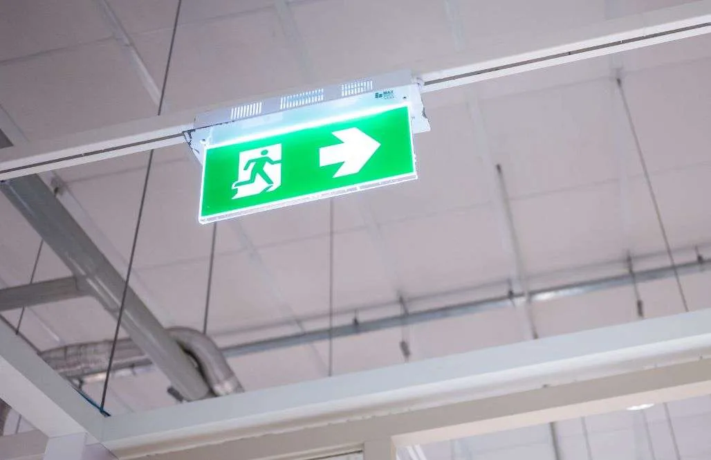 Emergency lighting being tested in a commercial premises